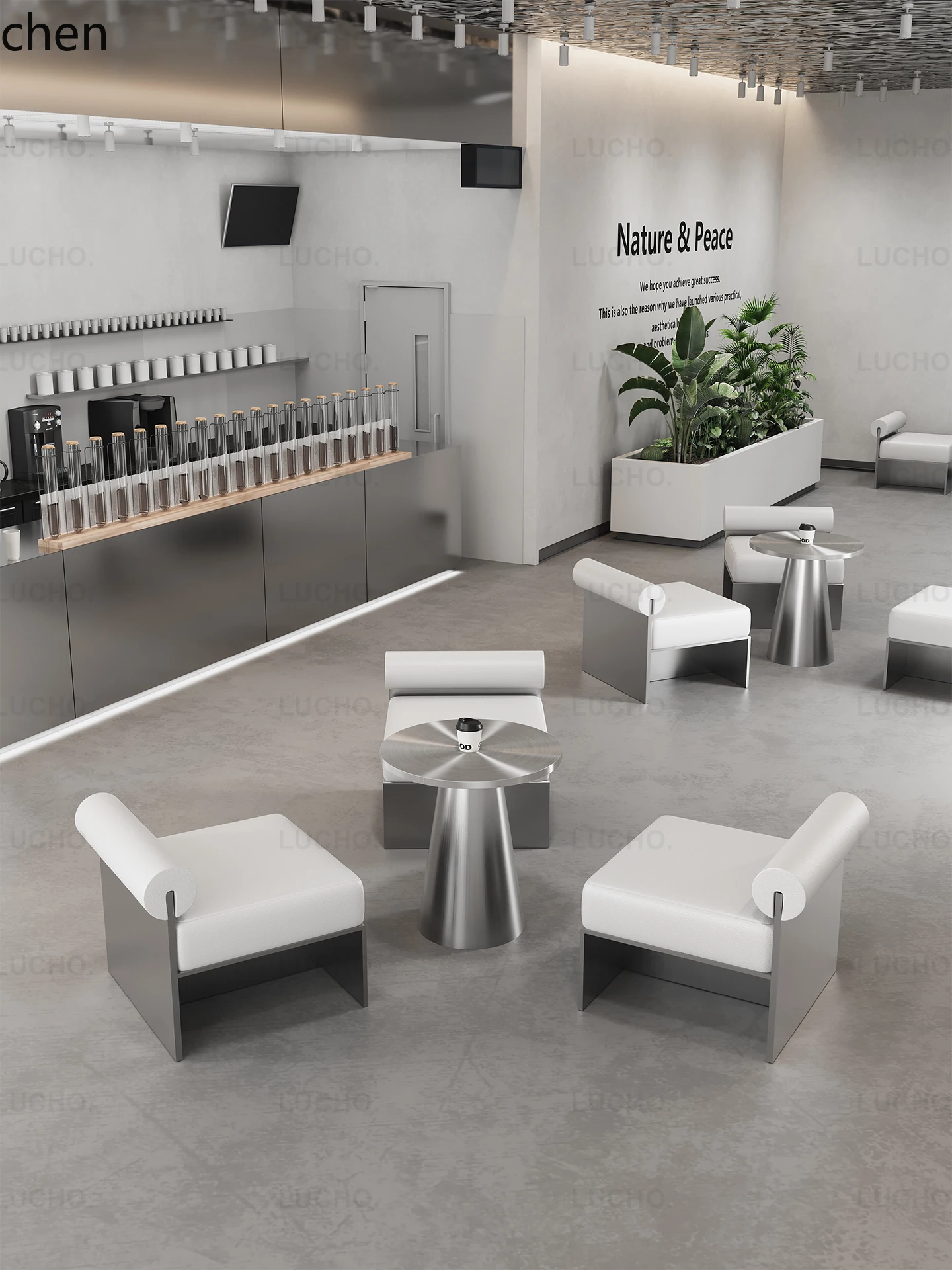 LXC Internet Celebrity Cafe Club Lounge Sofa Chair Qingba Small Wine House Table and Chair Set