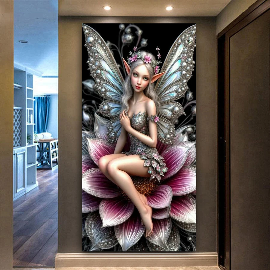 

Butterfly Fairy Diy Diamond Painting Cross Stitch Large Size Flower Full Square Round Drill Mosaic Embroidery Picture Wall Decor