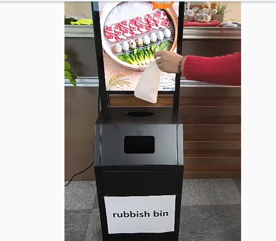 Cubo de Basura con Pantalla LCD, TV Android, Publicidad Digital, Menú Digital, Soporte de Exhibición para Pared