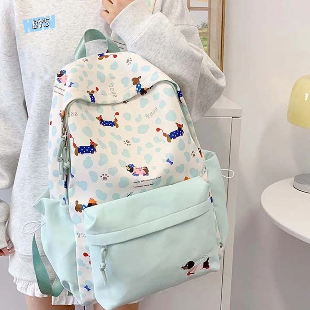 

Daypack Nylon Dachshund Backpack Contrast Color Casual Students School Bag Durable Scratch Prevention Large Capacity Backpack