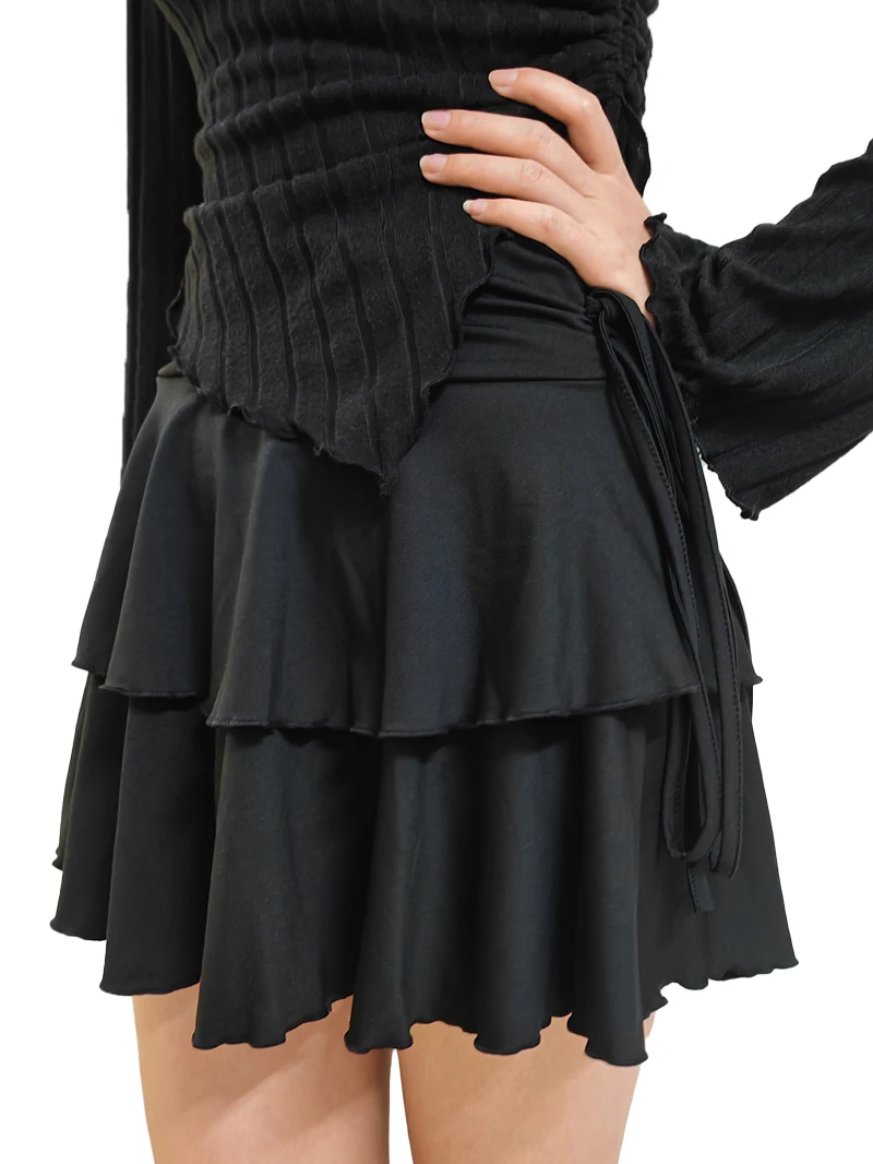 Y2k Neuer Einfarbiger Rock Damen Sommer Mode Outdoor Vielseitig Hohe Taille Schlanke Passform Elastische Taille Minirock Kurz – Detail 5