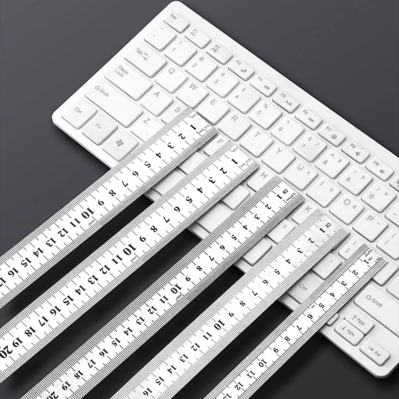 الفولاذ المقاوم للصدأ المعادن مسطرة مستقيمة الدقة مزدوجة الوجهين أداة قياس الدقة مقياس متري حاكم الملحقات 15-40 سنتيمتر