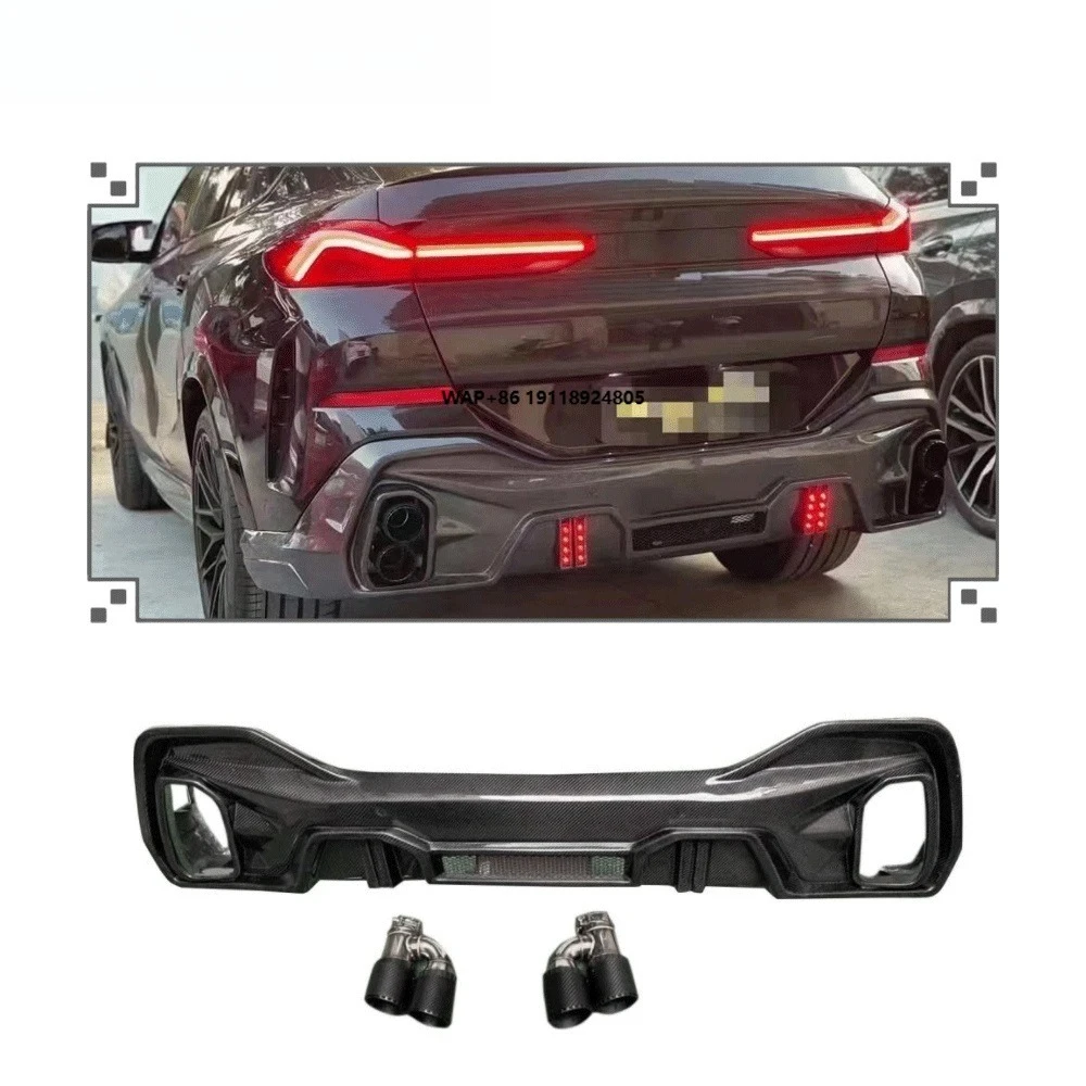 

Carbon Fiber Rear Bumper Diffuser Lip W/Tailpipe Fit for X6 G06 2020-2022