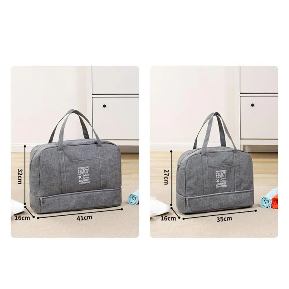 Smooth Zipper Widened Hand Straps Travel Bag Bottom Shoe Compartment Waterproof Lining Oxford Cloth Travel Overnight Bag