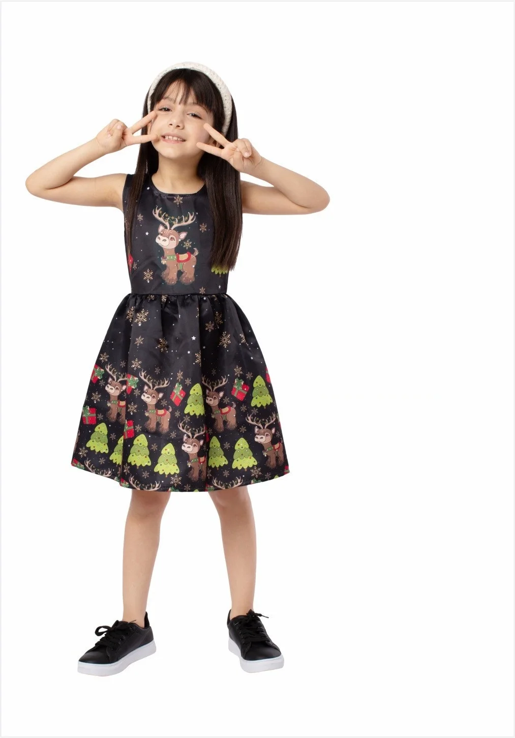 Ropa de Cosplay de Navidad para niños y niñas, traje con patrón de alce, abrigo, falda, conjunto de pareja, Festival, Fiesta, escenario, disfraz de actuación