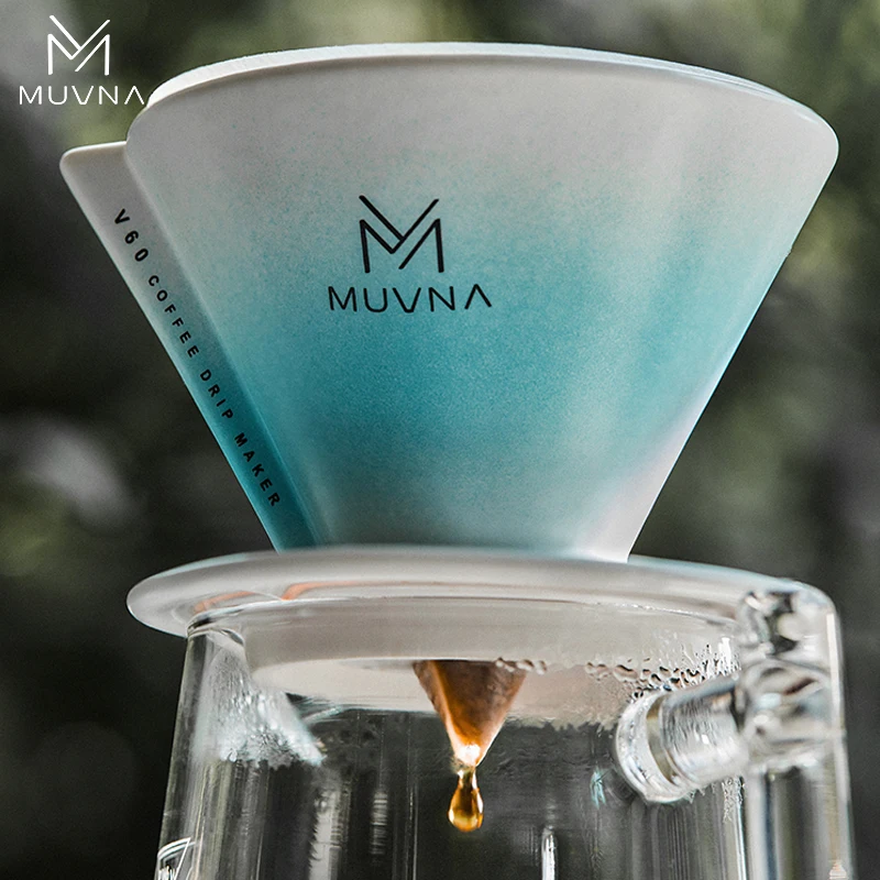 MUVNA Hand Brewed Coffee Cone Filter Cup/Reusable Coffee Brewing Cone/No need to fold Ceramic Drip Filter Cup Coffee Maker