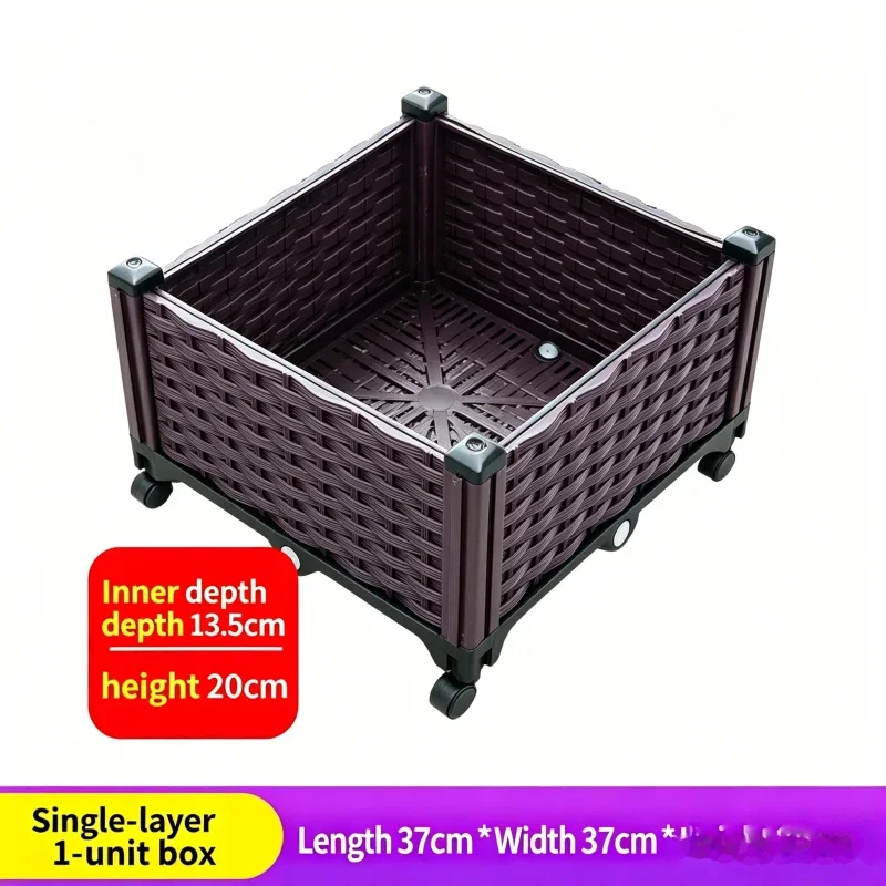 

1-Tier Single Layer Plastic Planter Box 37x37x21cm Vegetable Growing Raised Garden Bed for Balcony Patio Outdoor Use