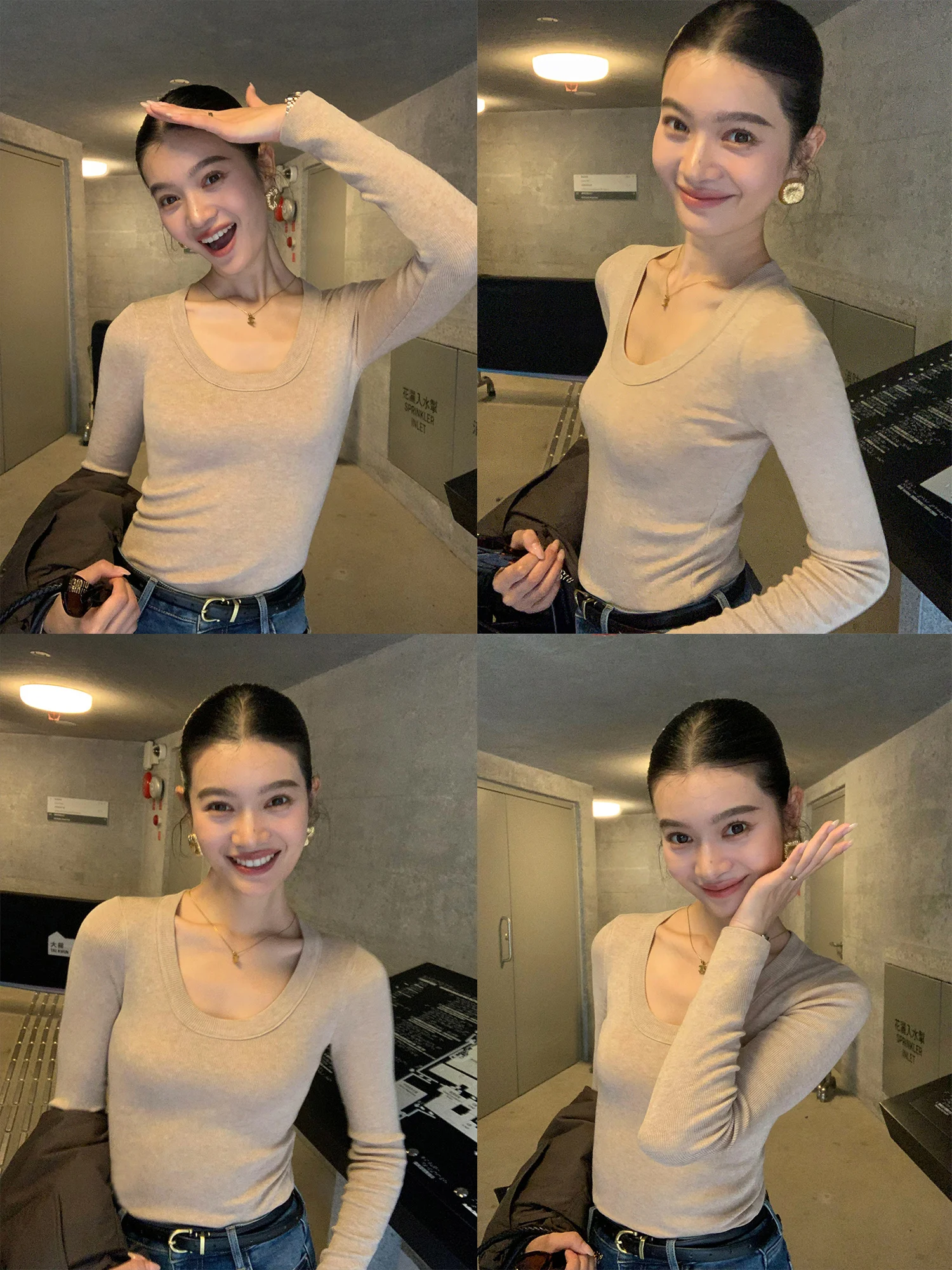 

Мягкий трикотажный топ Pusumede из шерсти, длинный, с U-образным вырезом, облегающий, базовый слой, повседневный, стильный