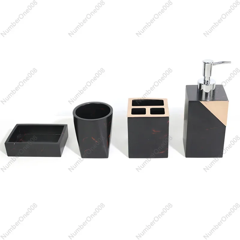 Simple Resin Marble Pattern Five-piece Patch Bathroom Set Four-piece Set Household Goods Lotion Bottle Combination