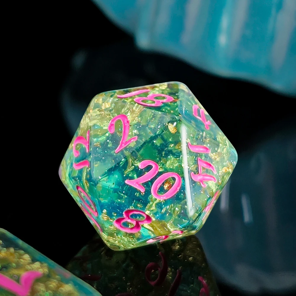 7Pcs/set Shining Foil Inside Resin Dice Set for DND RPG TRPG Dungeons Dragons Board Games Dice Set Entertainment Tabletop Games view 5