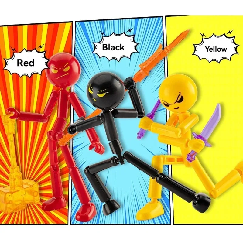 DIY Poseable Stick Man Building Kit, Articulated Action Figure with Weapons & Movable Limbs, Assembly Toys for Kids & Teens