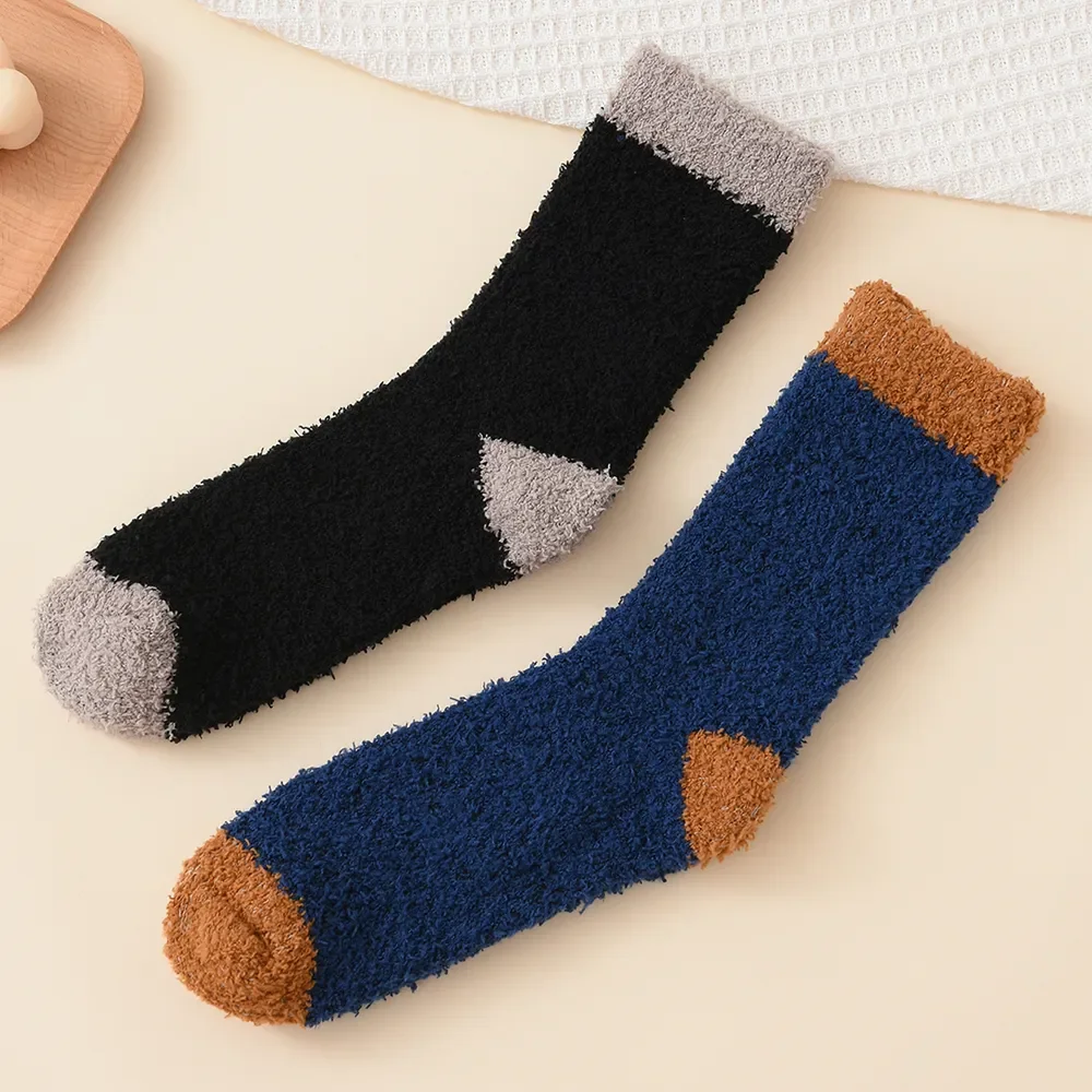 

New 2 Pairs Winter Socks Male Men's Socks Super Thicker Solid Socks Women's Socks Against Cold Snow Socks For Men Male