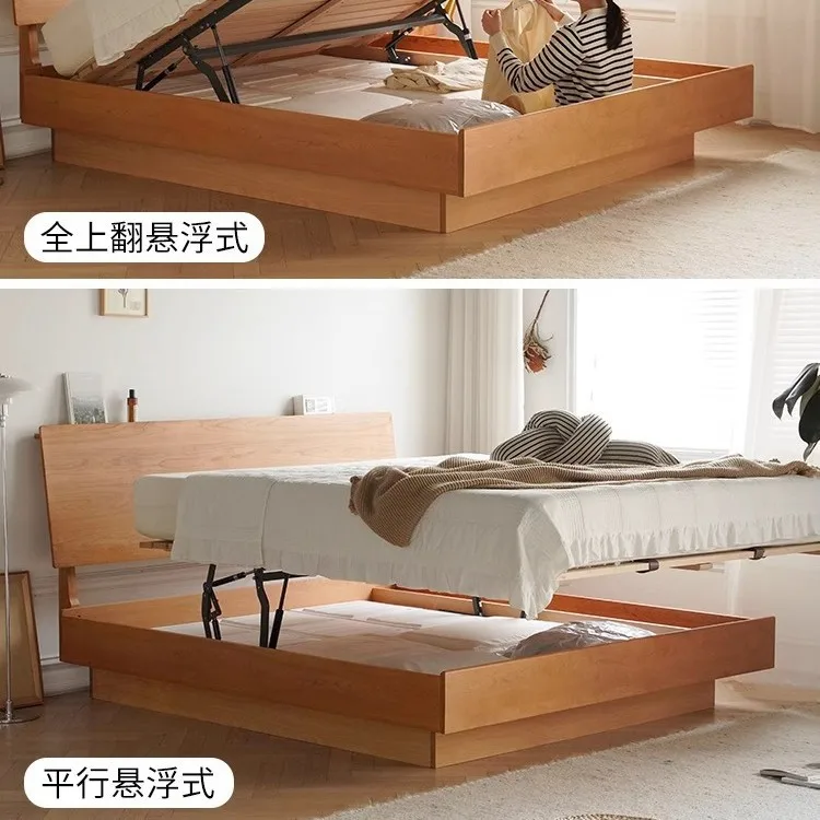 Cama de madeira maciça nórdica personalizável 1.5m pequeno apartamento armazenamento 1.8 cama de casal