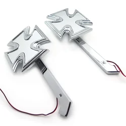Rearview LED Turn Signal Maltese Cross Mirrors for Yamaha Suzuki Kawasaki Honda Motorcycle Accessories