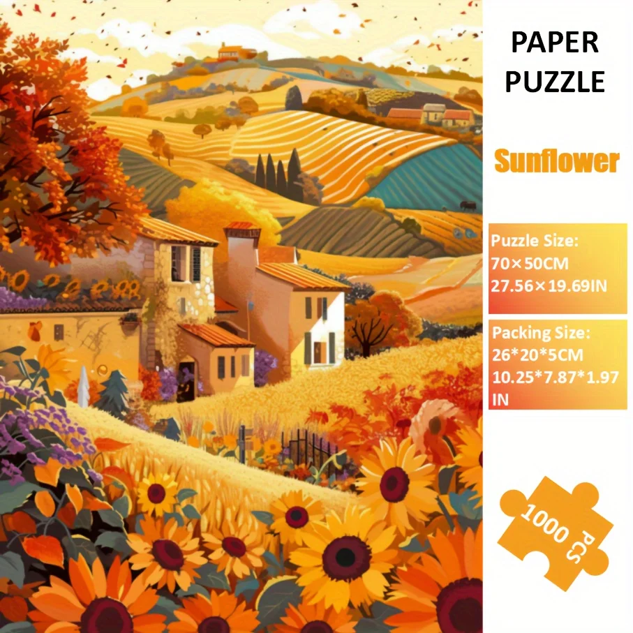 

1000 шт. бумажные пазлы для взрослых пазлы с рисунком подсолнуха идеально укусить Хэллоуин Рождество