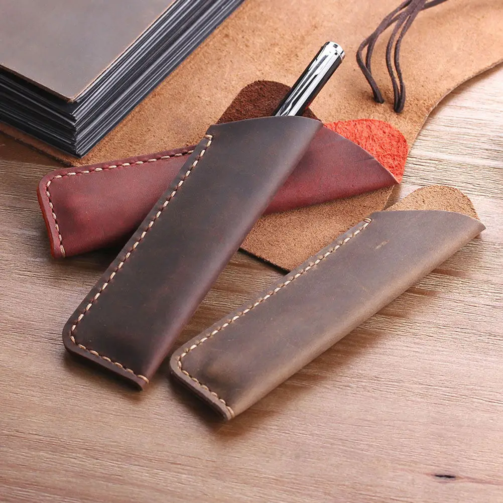 

2 шт., винтажные чехлы для ручек ручной работы из воловьей кожи, многофункциональный держатель для карандашей, ретро-стиль, для хранения канцелярских принадлежностей, для офиса, школы