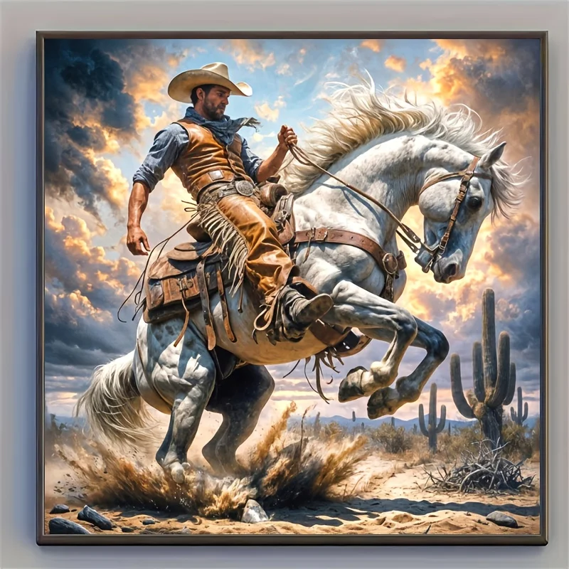 

Handsome Cowboy Riding A Horse Jigsaw Puzzle 500/1024 Pieces DIY Assembly Home Art Decoration Gift