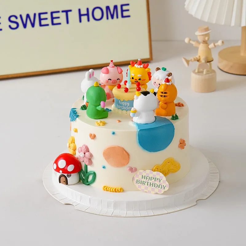 Happy Birthday Cake Topper Forest Animals Cake Topper Party Supplies Wedding Jungle Decoration Party Favors For Kids Birthday