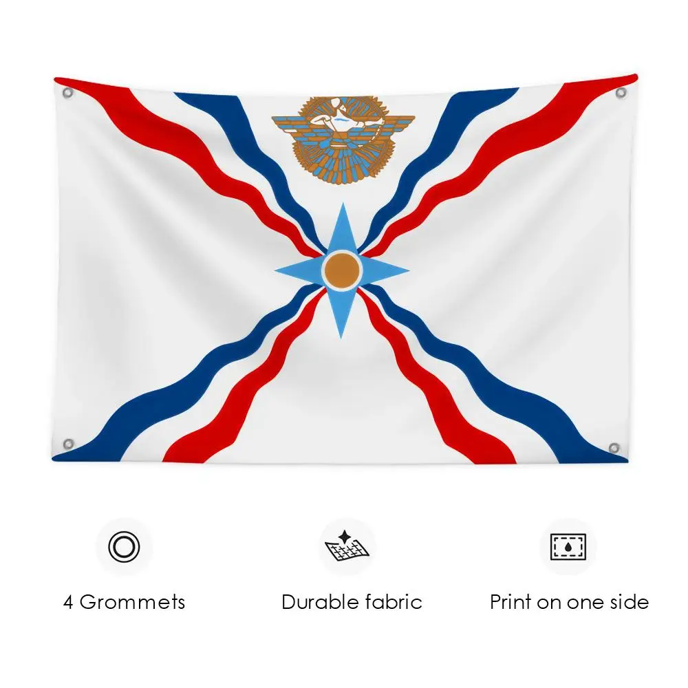 

Assyrian LOGO Flags 3x5 Ft Custom Banner For Garage Door Room Decor Wall Out Decoration With Metal Buckle