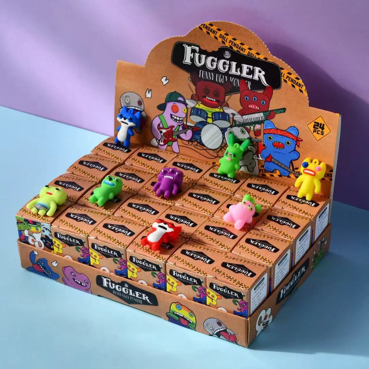 24 Stück Leuchtende Fuggler Blindboxen Lustige Hässliche Anhänger Schlüsselanhänger Zahnmonster-Puppe Taschenanhänger Geschenk Mystery Box Überraschungsfigur – Detail 4