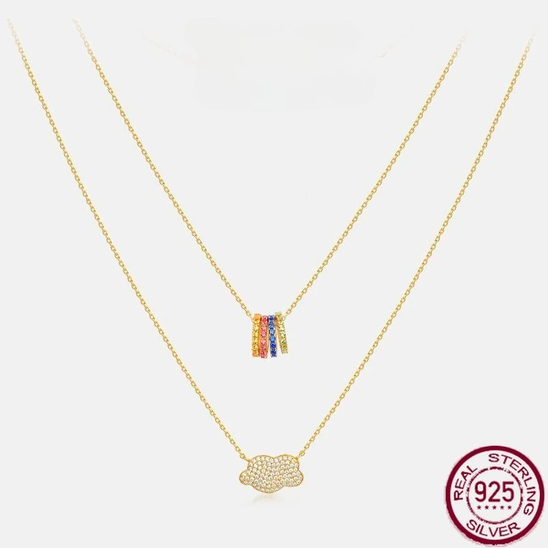 

New S925 Pure Silver Color Zirconia Cloud European and American Brand Sweater Chain Fashion Light Luxury Wedding Jewelry