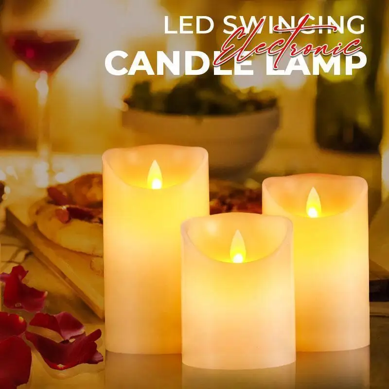 

1PCS LED Swinging Electronic Candle Dinner Lamp Flameless Flickering for Home Wedding Birthday Party Valentine's Day Decoration