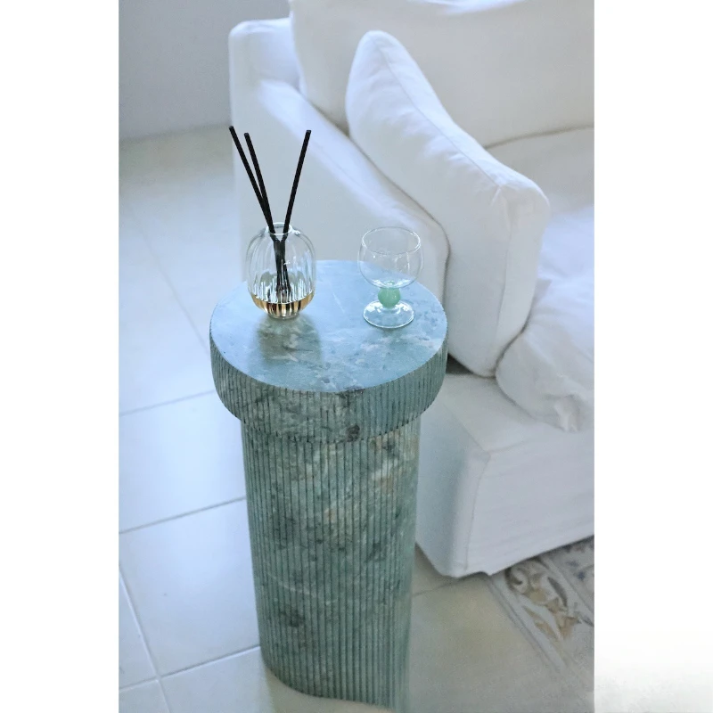 

Ретро зеленый приставной столик B & B для гостиной, имитация мрамора, римская колонна, журнальный столик, дизайн, искусство, средневековый