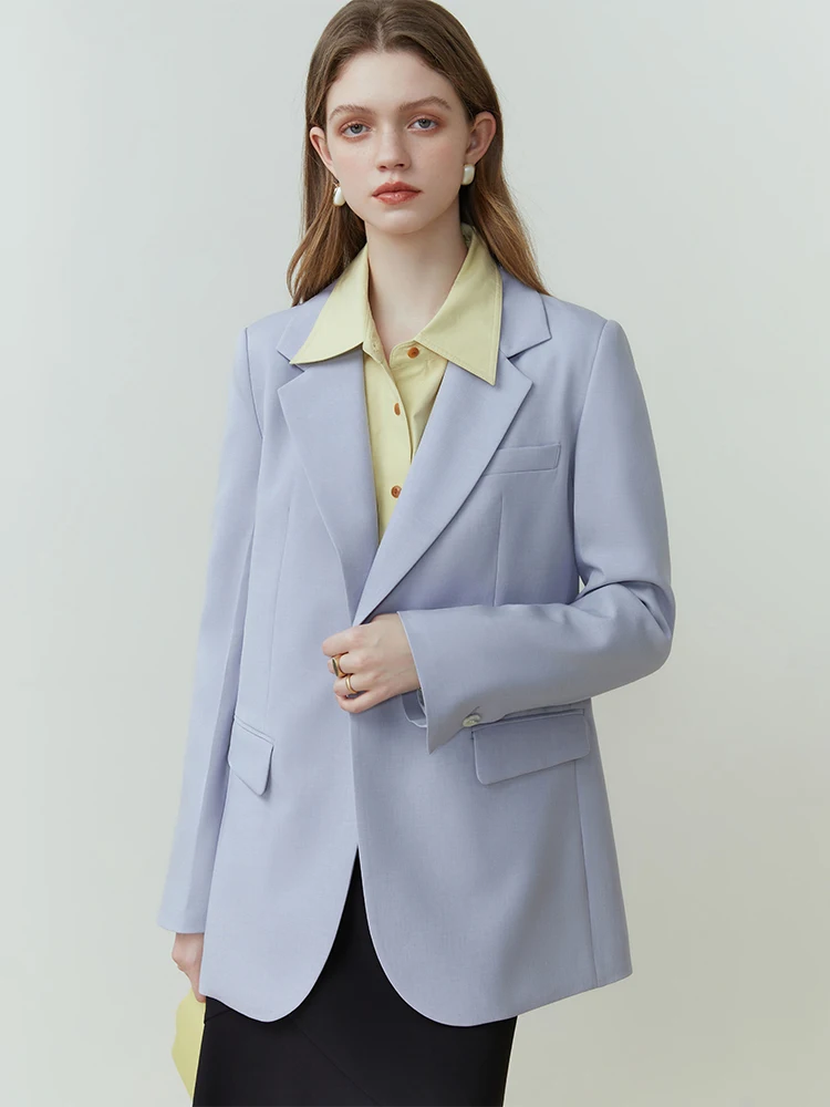 FSLE-Veste décontractée de style coréen, design à deux boutons, blazer de bureau, col cranté