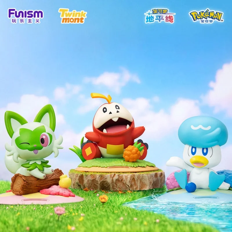 Funism Scarlet & Violet Paldea Starters Figure Sprigatito Fuecoco Quaxly with Transparent Effect Base Desktop Gift