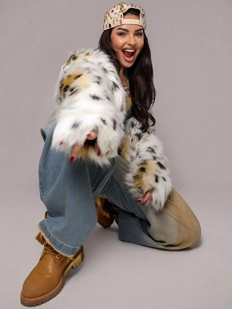 Y2k معطف قصير من الفرو الصناعي للنساء عصري برقبة دائرية وأكمام طويلة وياقة مفتوحة معاطف سميكة دافئة ملابس خارجية للسيدات 2025 Kpop #6