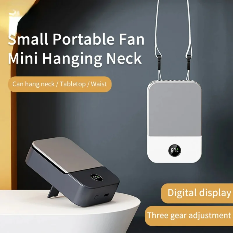 

Portable Outdoor Travel Hanging Fan Summer Air Cooler USB Rechargeable Silent Fan with Digital Display Desktop Fan