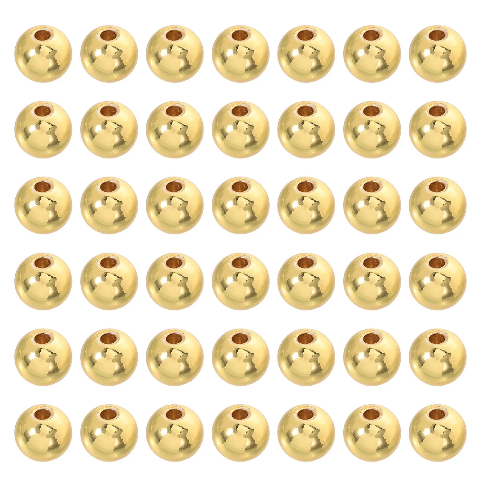 200Pcs Copper Gold Beads 6Mm Round Loose Spacer Jewelry Making Beads for Bracelets Necklaces Handmade Crafts Jewelry Supplies