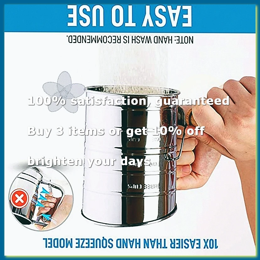 3 Cup Stainless Steel Flour Sifter - Fine Mesh Rotary Hand Crank Flour Sifter with Agitator Wire Loop for Baking Cakes