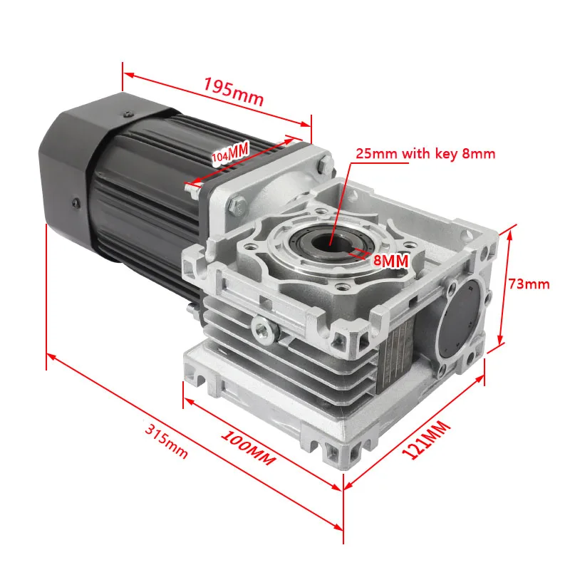 محرك تخفيض التروس 400 وات AC220V + مخفض تروس دودة NMRV050 مع وحدة تحكم في السرعة، عمود إخراج CW/CCW بنسبة 25 مم 5 ~ 100