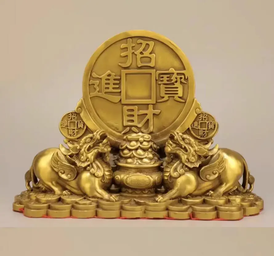 Pure copper attracts wealth and treasures, Pixiu gathering treasure basin ornaments, home crafts