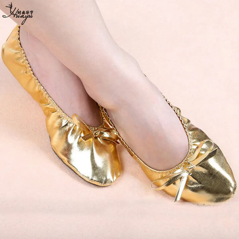 Belly Dance Indian Square Stage Performance Shoes Flat Gold Shoes High Heel Soft Sole Casual Versatile