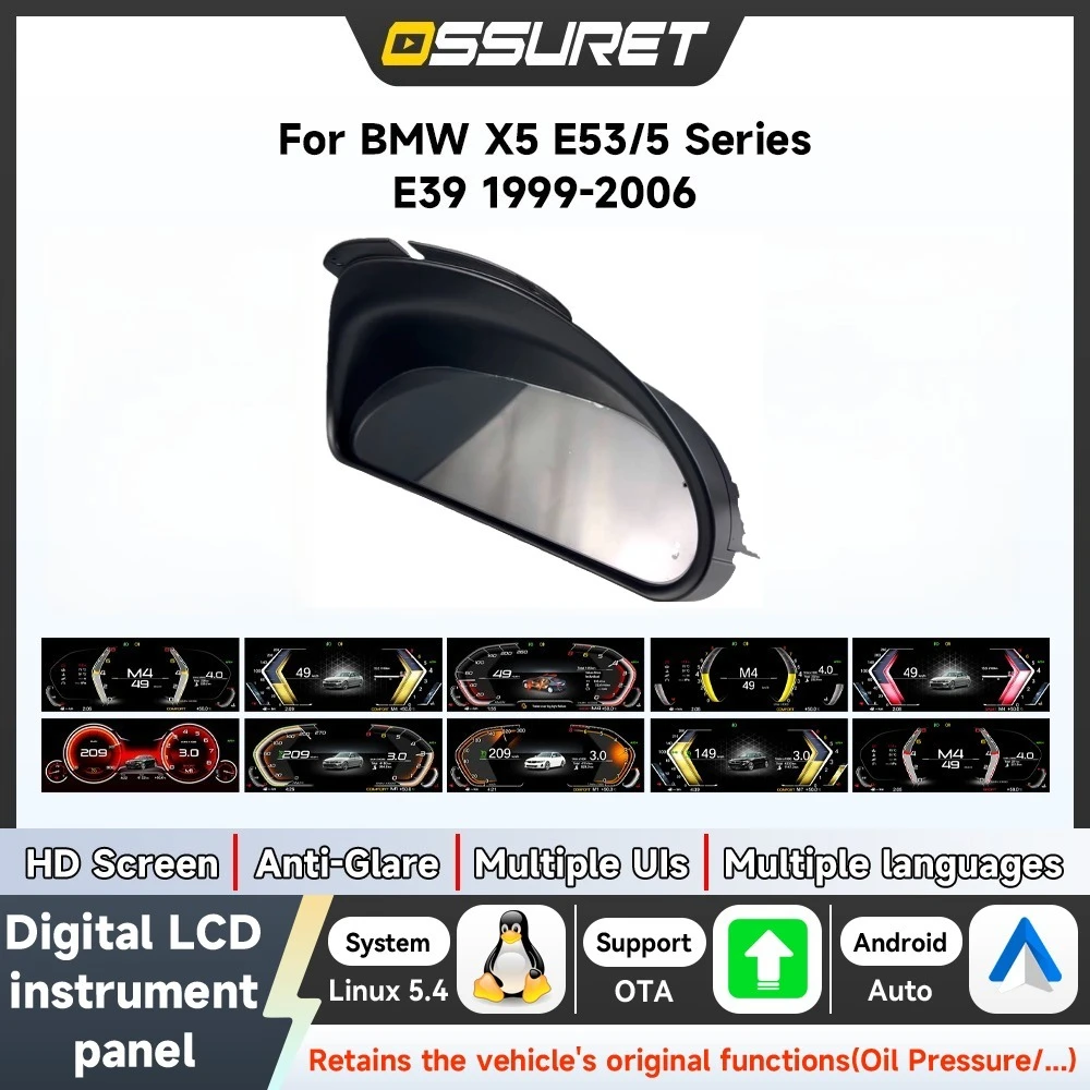 Digitales Armaturenbrett für BMW 5 E39 E53 X5 1999-2006 Auto-Panel Tachometer Cockpit-Anzeigen 10,25-Zoll-Bildschirm Kombiinstrument
