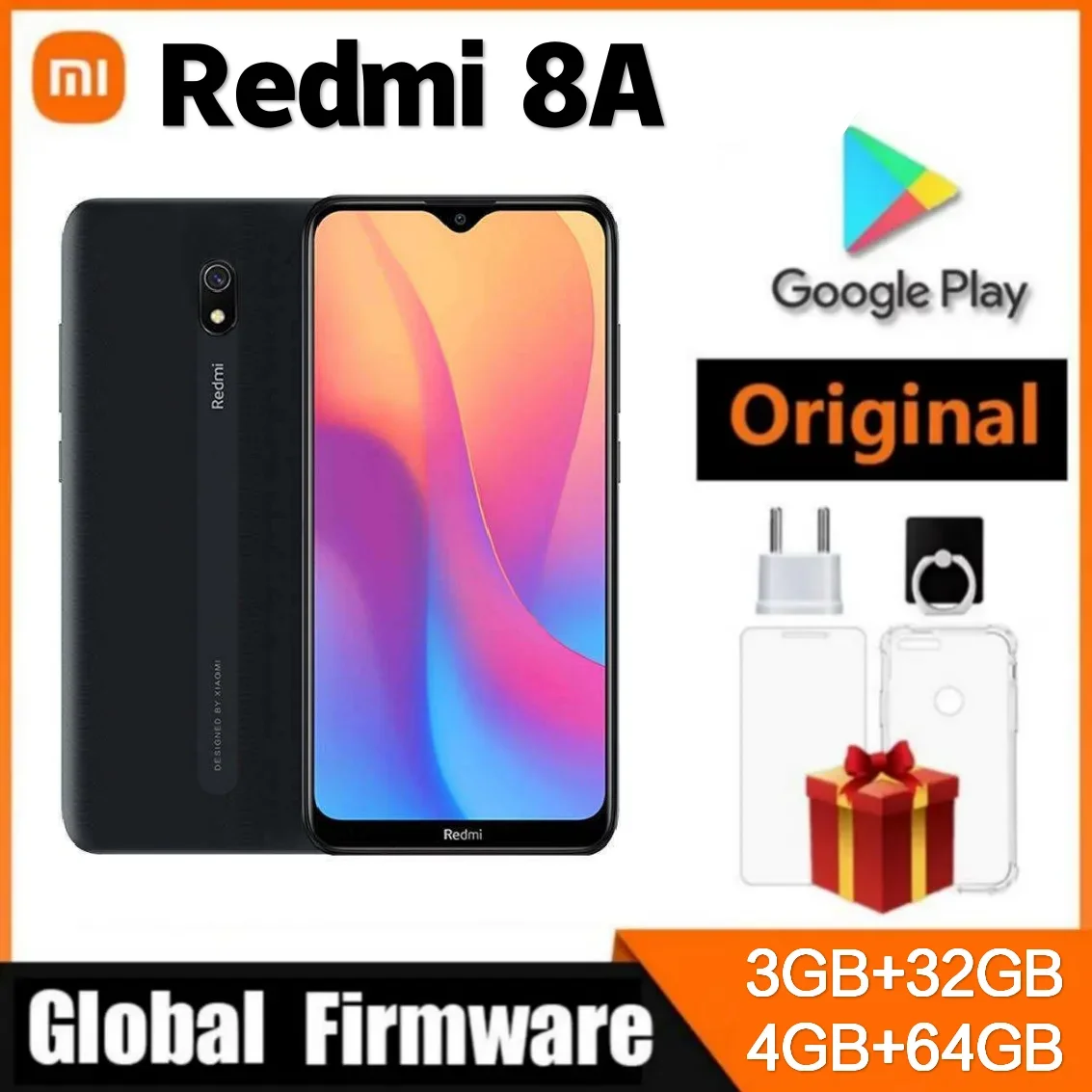 Оригинальный Xiaomi Redmi 8A телефон, 4 Гб 64 Гб аккумулятор, 5000 мАч, Snapdargon 439, камера 12 МП, 4G смартфон