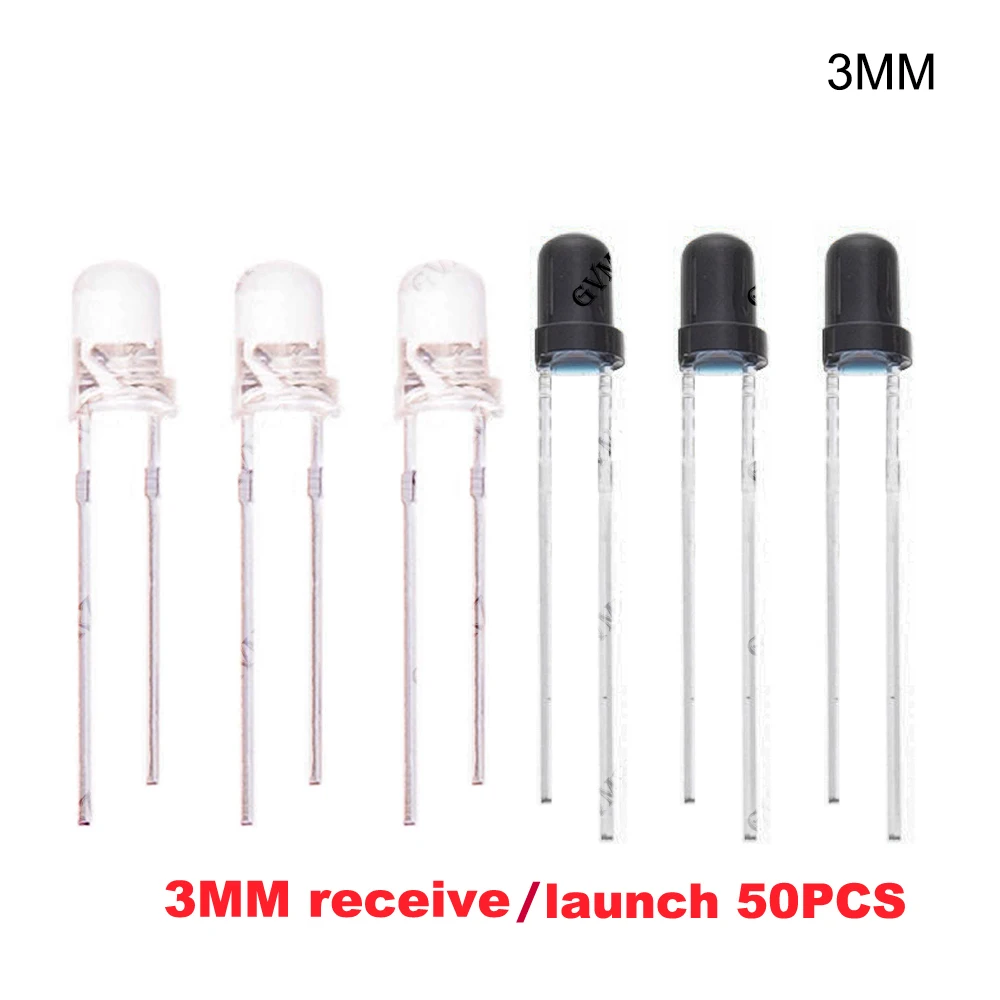 50/100/1000PCS 3mm 5mm White Emitter Black Receiver for PCB DIY Electronics LED Diode Emitter & Receiver