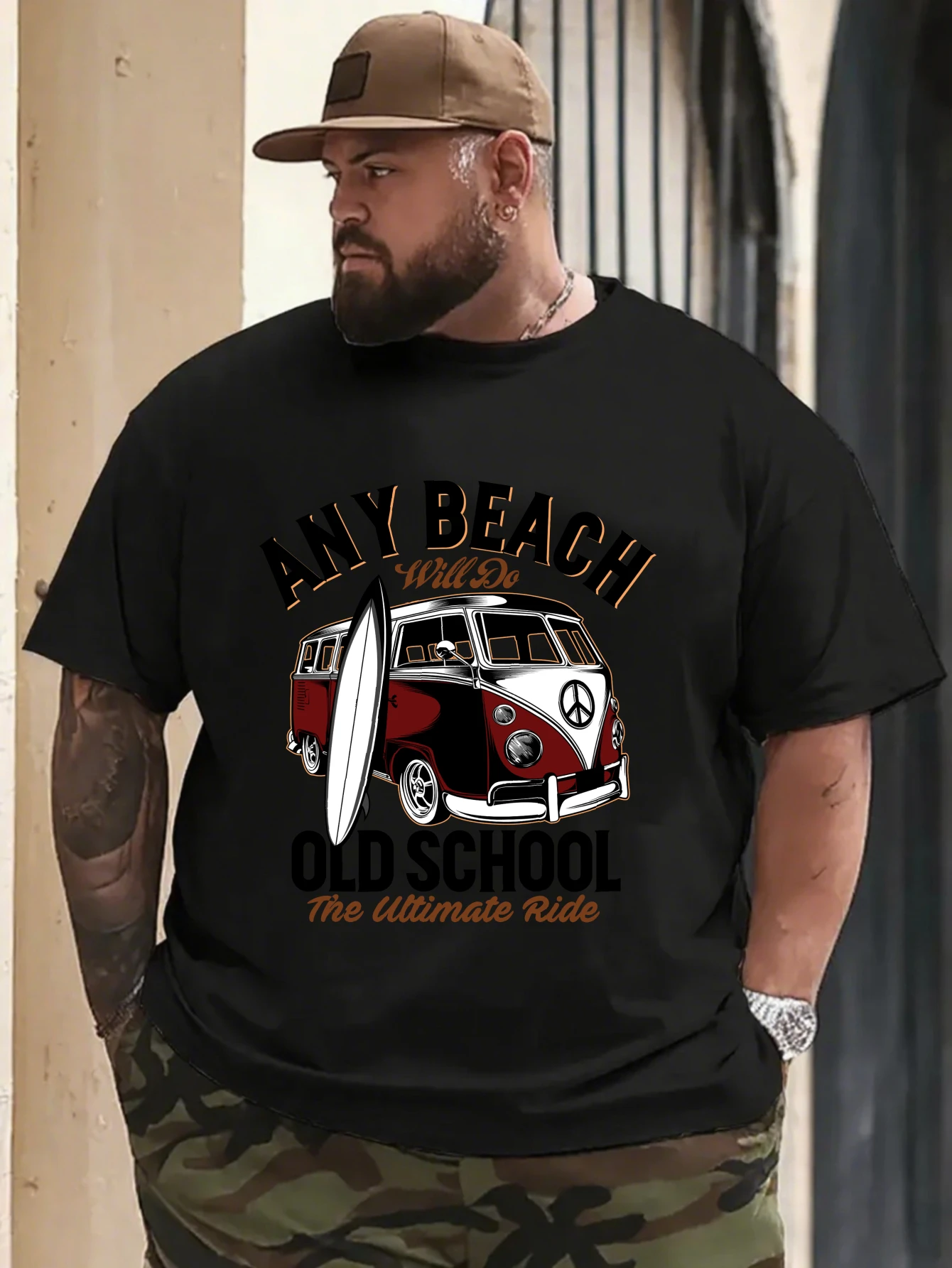 

Vintage Vintage Trucker Hat Graphic T-Shirt for Men, Trucker Style Short Sleeve Tee, Trucker Print Tops