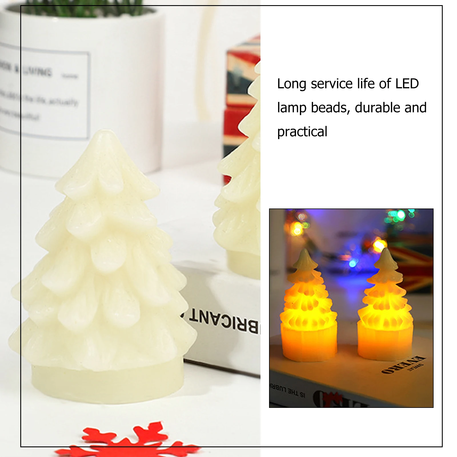 3 Pcs Electronic C Light LED Christmas Decorative Night Party Lighting Wax Simulated Centerpieces for Home Garden Church