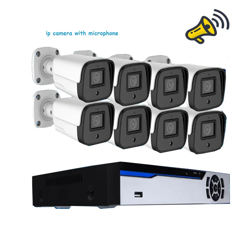 8 Channel CCTV POE NVR Kit System With Security Starlight Ip Cameras Built-in Microphone