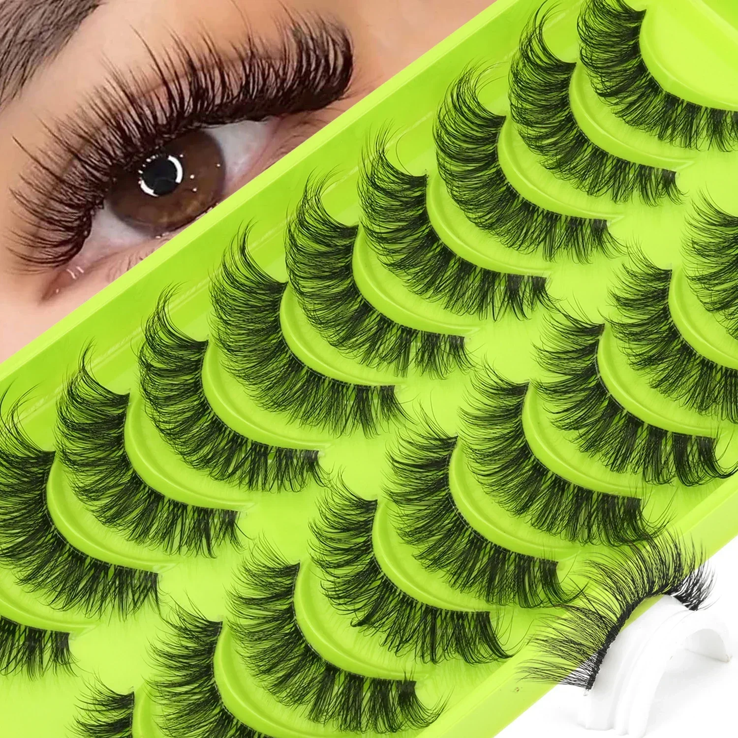 10 Pairs 3D Faux Mink False Eyelashes Fluffy Wispy Dramatic Voluminous Soft Reusable Strip Lashes for Eye Makeup