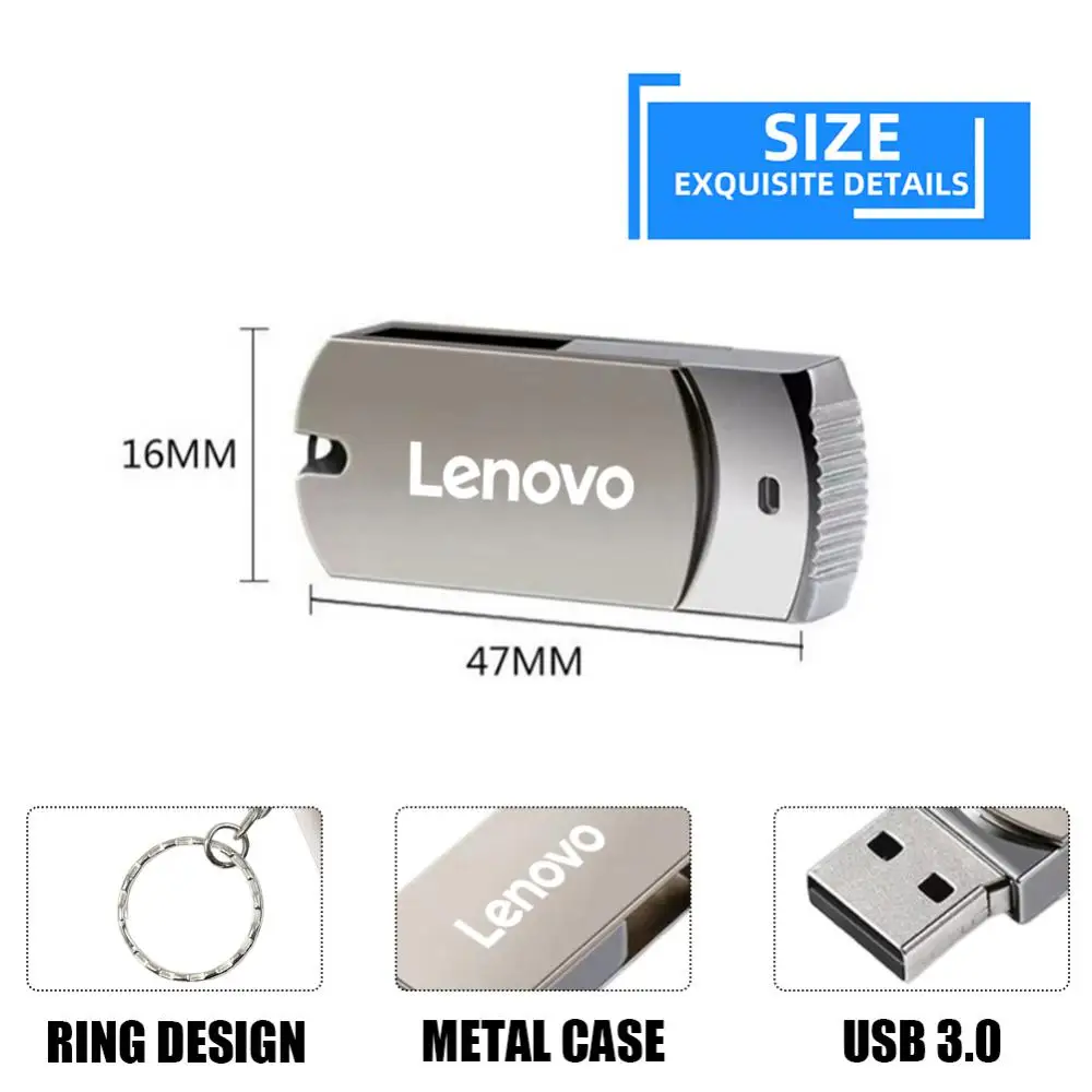 Lenovo 16TB USB 3.0 Flash Drives High Speed Transfer Metal Pendrive Memory Card Pendrive Flash Disk Memoria Waterproof 2024 New