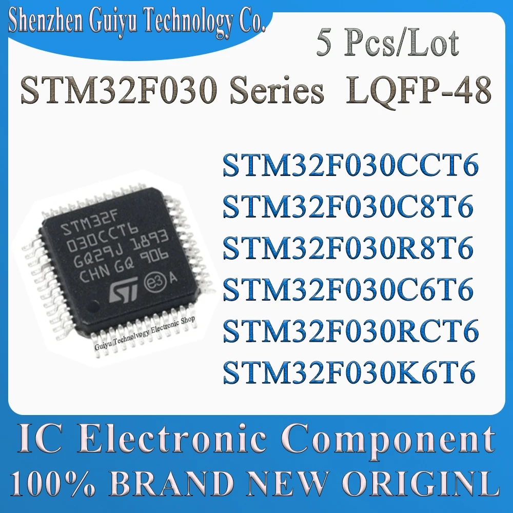 5 Pcs/Lot STM32F030CCT6 STM32F030C8T6 STM32F030R8T6 STM32F030C6T6 STM32F030RCT6 STM32F030K6T6 STM32F030 STM LQFP-48 IC MCU Chip