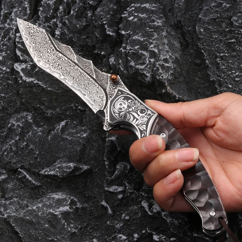 VG10 Titanium Folding Knife Combat Survival Pocket Knife Camping Outdoor Self-Defense survival Rescue utility knife