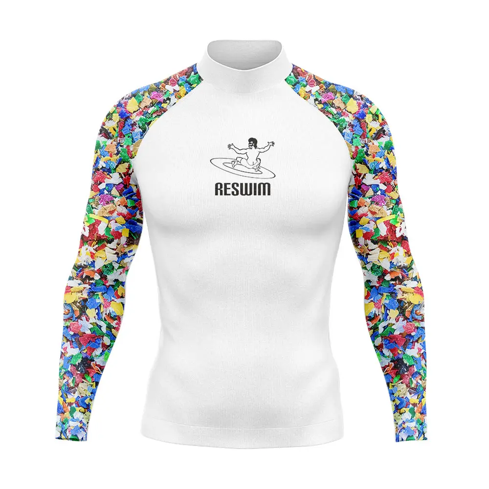 New Men's Swimwear Rash Guard Long Sleeve Surf Diving Bathing Suit UV Protection Print Swimsuit Swimming T-shirt Beach Rashguard