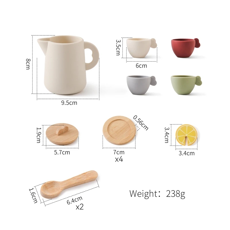 Baby Holz Montessori Spielzeug Silikon Tassen Holz teller Tabletts Dessert Modell spielen Haus Nachmittags tee Set Kinder Puzzle Spielzeug Geschenk – Detail 37