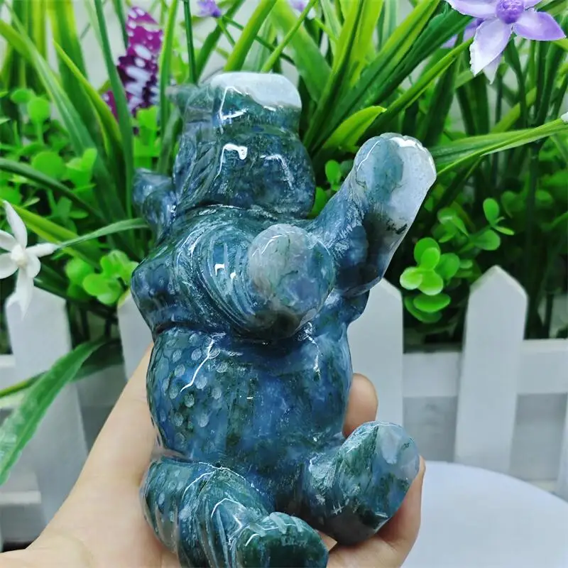Natural Ocean Jasper Rhinoceros Carving Healing Stone Energy Gemstone Cute Home Office Decoration Holiday Gift 1PCS