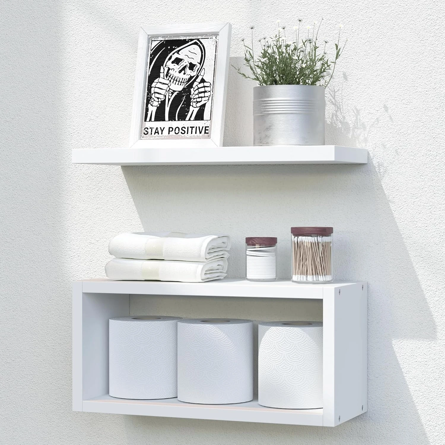 2/4 Stück Holz-Wandregale, schwebende Bücherregale, Deko-Aufbewahrungsregal für Eingangsbereich, Wohnzimmer, Schlafzimmer, Badezimmer, Küche